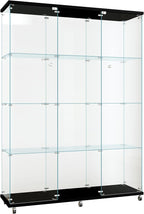 FLYMUHJIA Curio Cabinets with Glass Doors Modern Glass Shelves Tempered Glass by FLYMUHJIA