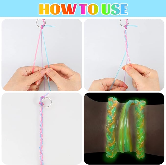 KAMJUNTAR Luminous Lanyard String, 15 Rolls Gimp String Plastic Lacing Cord - Image 7