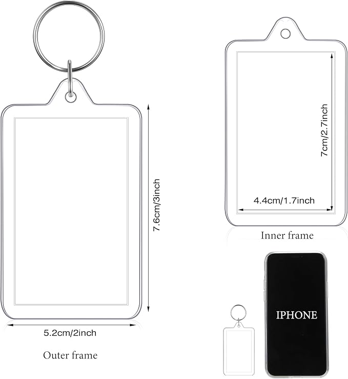 Yaomiao Acrylic Photo Frame Keychain Holder Photo Picture Insert Blank Keyring - Image 2