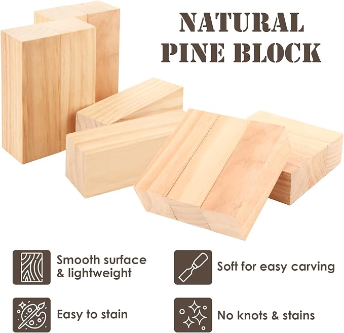 SHUESS 12 Pcs Wood Blocks, 5.9 X 2 X 2 Inch Unfinished Wood Crafts, Wood - Image 5