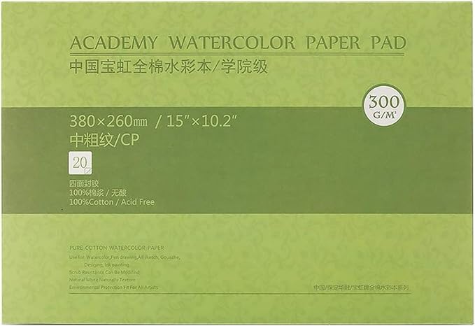 MEEDEN 15×10.2" Cotton Watercolor Paper Block, Textured Surface Watercolor Paper by MEEDEN