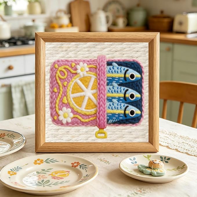 INFUNLY Fish Punch Needle Embroidery Kit 9.4 Inch Sardine Punch Needle Kit - Image 4