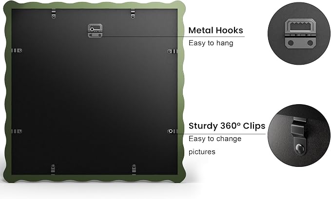 12x12 Picture Frame with Mat for 10x10, Wavy Edge Wooden Real Glass Photo Frame - Image 4