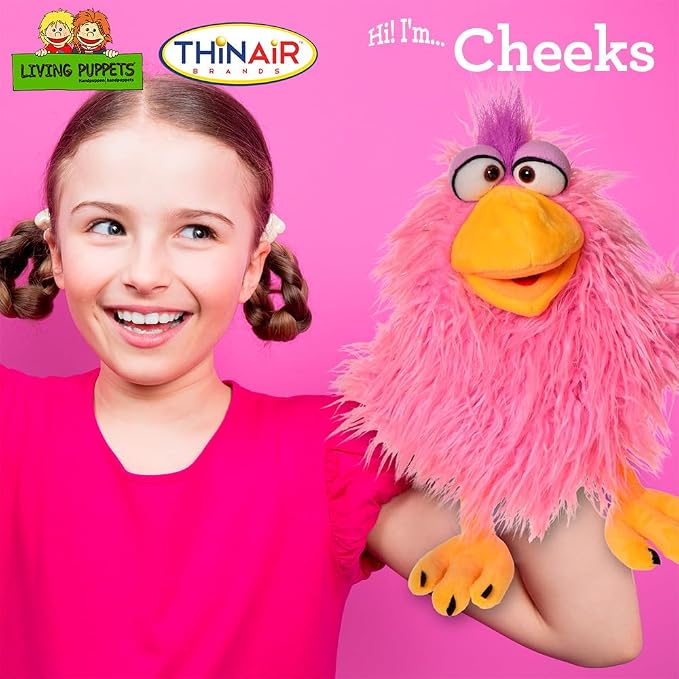 Living Puppets - Cheeks the Pink Chicken, 14 Inch Plush Hand Puppet - Image 3