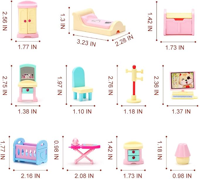 BananMelonBM 50 Pack Kids Little Dollhouse Furniture Toys House Big Dreams - Image 4