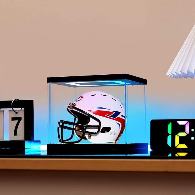 Mini Helmet Display Case with Light, Acrylic Clear 1/2 Football Baseball Helmet - Image 3