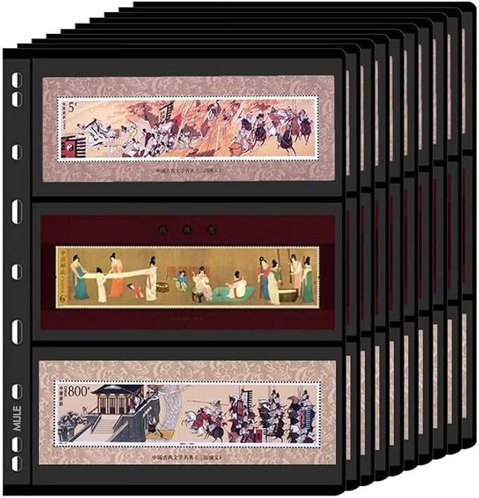 Stamp Pages, 3 Rows Pages for Stamp Collectors, 9-Hole Standard Page Fit Stamp by Unknown