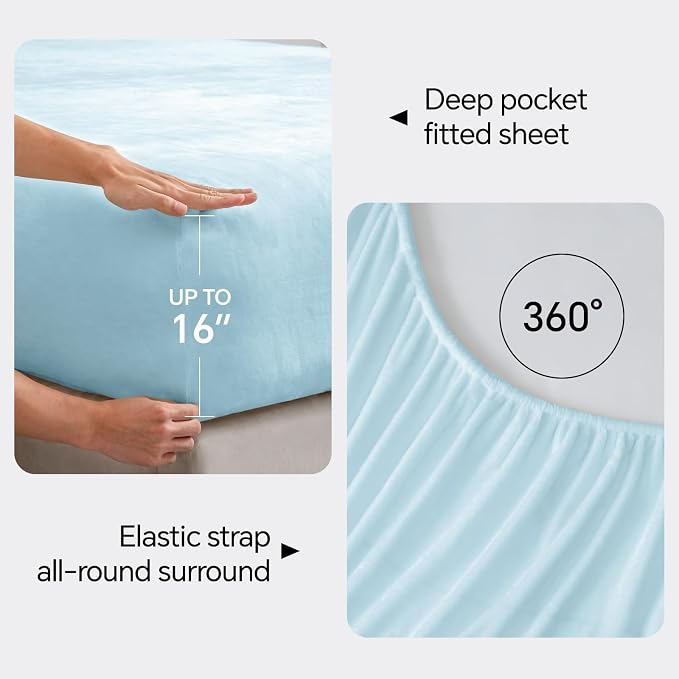 BEDELITE Flannel Sheets King Size Blue - Image 4