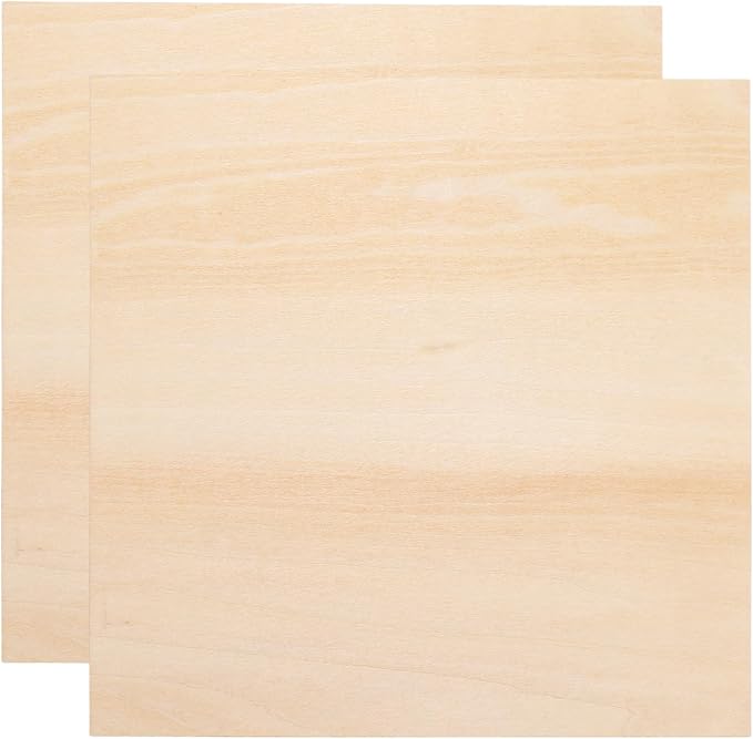 HARFINGTON 2pcs 2mm Basswood Plywood Sheets 8" x 8" x 3/32" Thin Unfinished by HARFINGTON