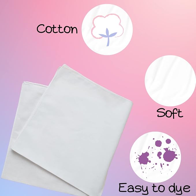 White Bandanas Women Men Large Cotton Tie Dye Party Supplies Plain Head Wrap - Image 4