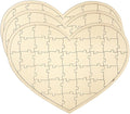 3 Pack Blank Wooden Heart Shaped Jigsaw Puzzle Unfinished Wooden Puzzle Board by Cregugua