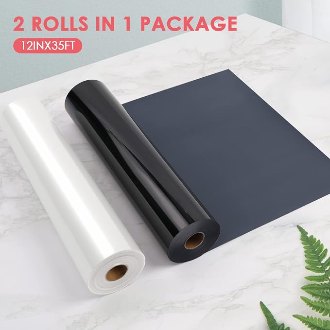 HTVRONT HTV Vinyl Rolls Black HTV and White Heat Transfer Vinyl 12" x 35ft | - Image 7