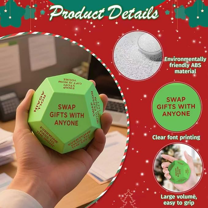 Santa Swap Gift Exchange Dice, 3 * 3in Exchange Gifts Family Game, Christmas - Image 3