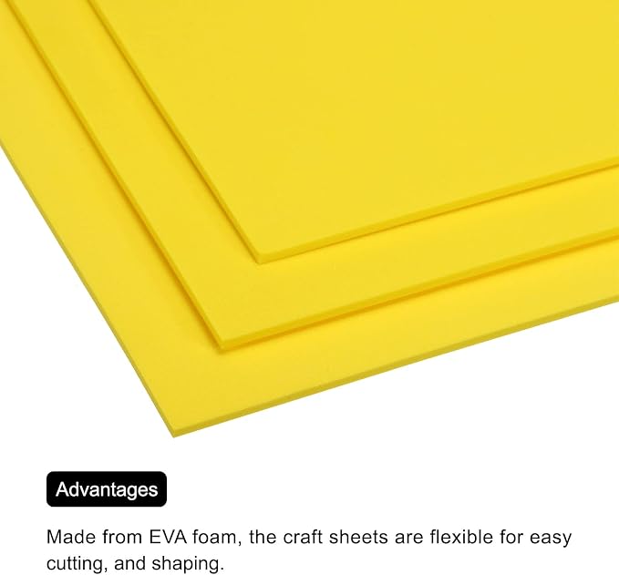 MECCANIXITY EVA Foam Sheets Yellow 9.8 Inch x 9.8 Inch 5mm Thick Crafts Foam - Image 4