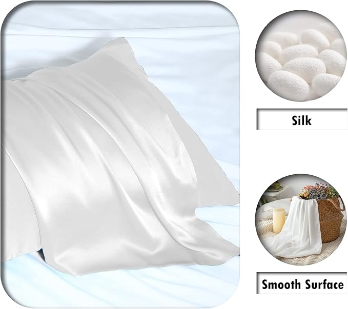 Silk Pillow Cases 2 Pack Soft Breathable and Sliky King Size Pillow Cases Set - Image 2
