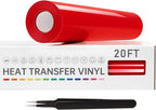 VinylRus Heat Transfer Vinyl-12” x 20ft Red Iron on Vinyl Roll by VinylRus