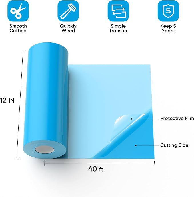 Blue Permanent Vinyl for Cricut Cutting Machine, Waterproof, Durable Blue Vinyl - Image 4