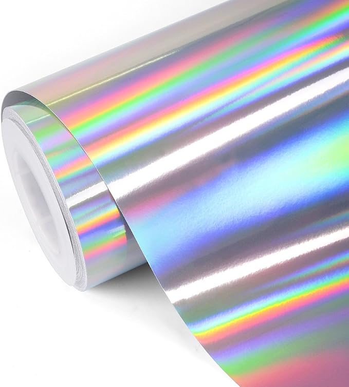 TECKWRAP Glossy Rainbow Holographic Silver Chrome Vinyl Bubble Free Permanent by TECKWRAP