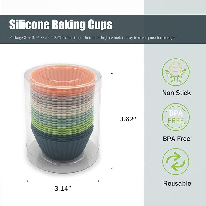 Reusable Silicone Cupcake Baking Cups 24 Pack, 2.75 inch Silicone Baking Cups - Image 5