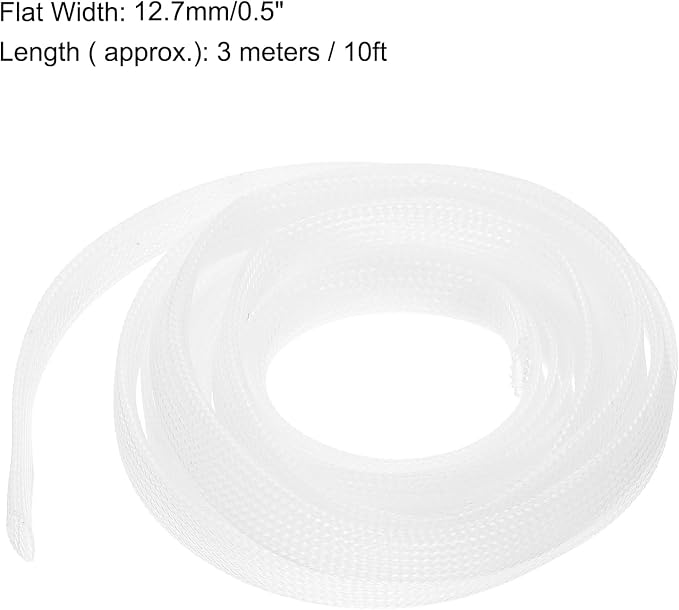 uxcell PET Expandable Sleeving 10ft 1/2" Clear Cable Management Sleeve Cord - Image 3