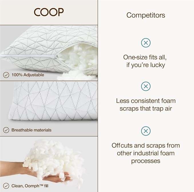 Coop Home Goods Original Crescent Adjustable Pillow, Queen Bed Pillows - Image 6
