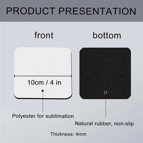 100 PCS Sublimation Blank Cup Coasters Bulk, 4x4 Inch Square Blank Cup Mat - Image 2