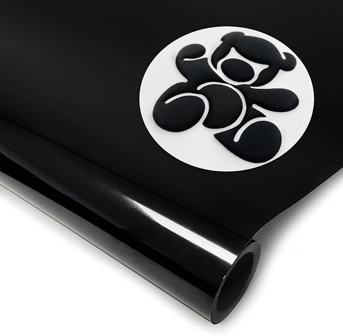 DUEUIOE Black Puff Vinyl Heat Transfer 12Inch x 6Ft, Puff Htv by Unknown