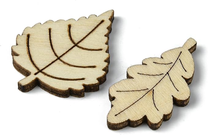 LiQunSweet 1000 Pcs Random Styles Leaf Unfinished Wood Cutout Tree Plant Leaves - Image 2