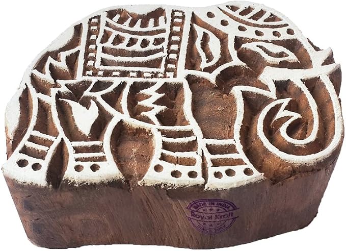 Royal Kraft Wooden Stamps DIY Fabric, Henna Printing Blocks THDtag064 by RoyalKraft