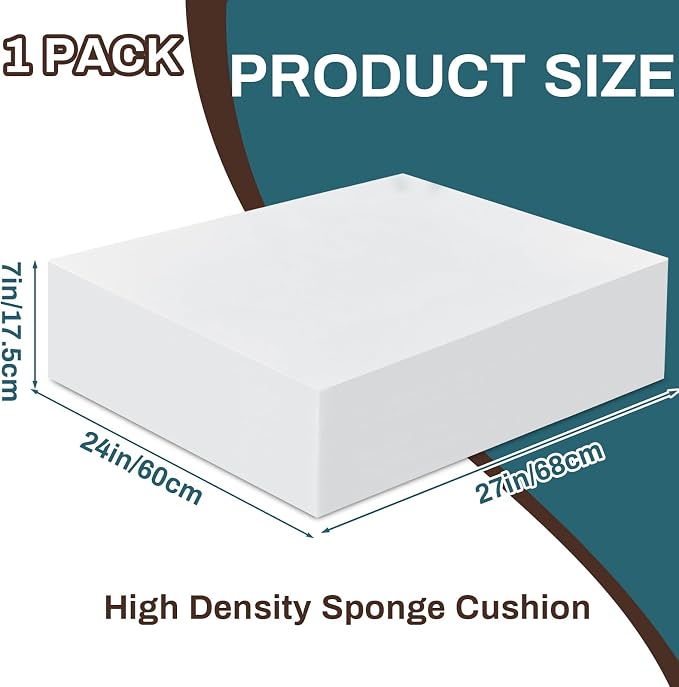 Frienda 1 Pack 7" x 24" x 27" Upholstery High Density Craft Foam Sheets - Image 2