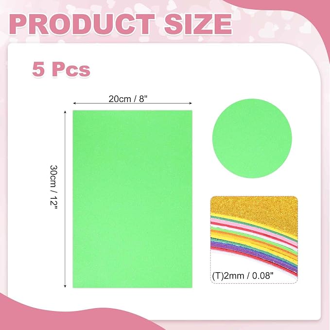 MECCANIXITY 5 Sheets Light Green Shiny Foam Sheets - Image 2