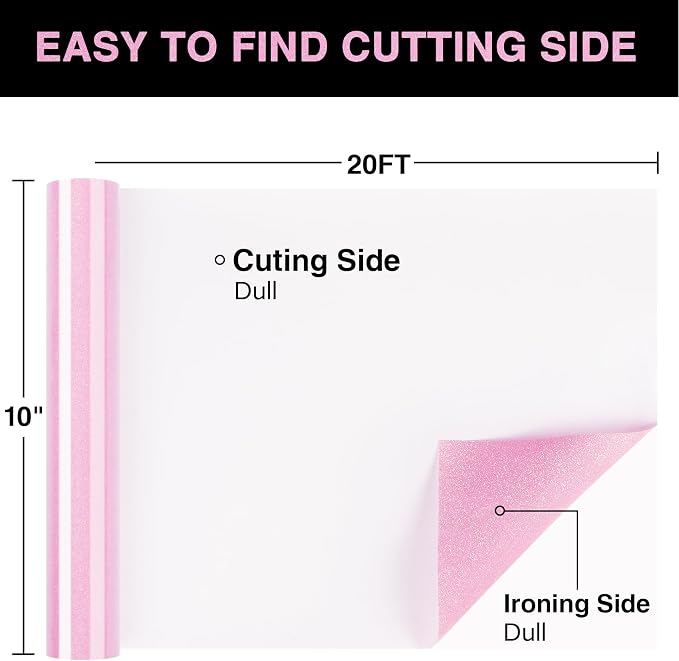 Pink Glitter HTV Heat Transfer Vinyl Roll 12inch x 20 ft - Image 2