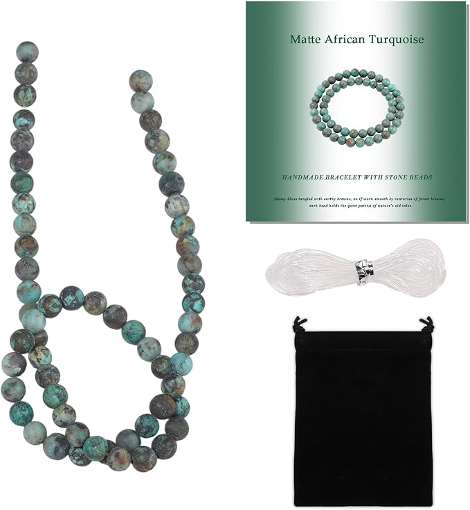 6mm Matte African Turquoise Bead, 15-Inch Matte Round Loose Stone Beads by THRELE