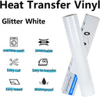 guangyintong Glitter White Heat Transfer Vinyl HTV Rolls - Image 2