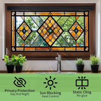 Geometric Stained Glass Window Film 17.7 x 39.3 Inch No Glue Static Cling - Image 2
