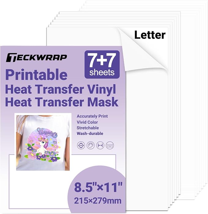 TECKWRAP Printable Heat Transfer Vinyl & Mask Sheets by TECKWRAP