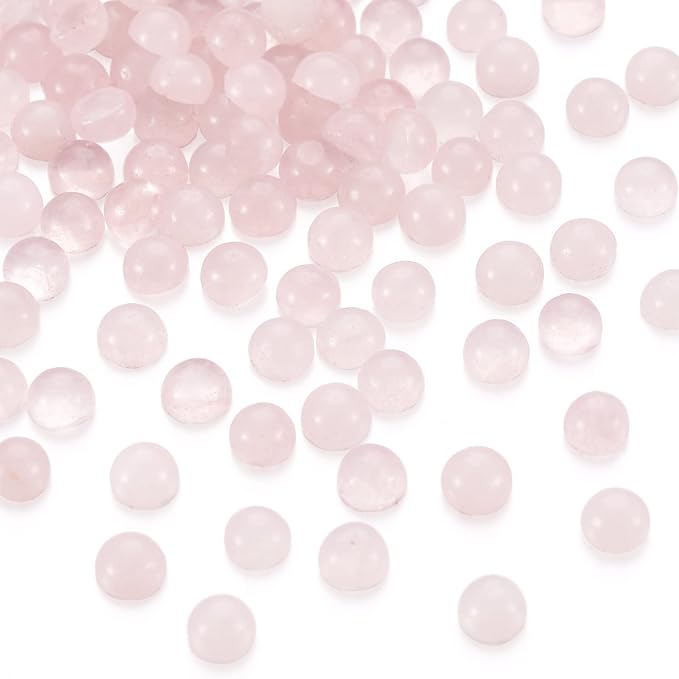 FASHEWELRY 100Pcs Natural Rose Quartz Cabochons Flat Back Gemstone Cabochons - Image 2
