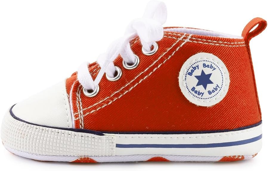 Meckior Baby Girls Boys Canvas Sneakers Soft Sole High-Top Ankle Infant First Walkers Crib Shoes