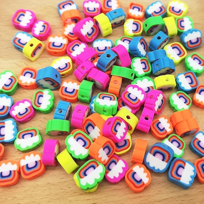 100pcs Colorful Rainbow Polymer Clay Spacer Beads - Image 6