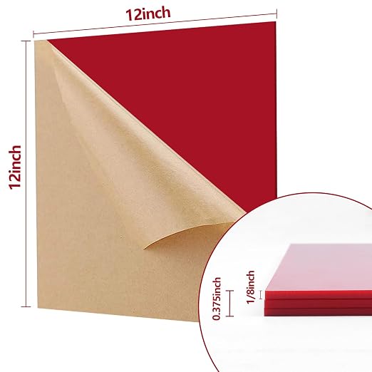3 Pcs Red 12 x 12 x 1/8 Inch Acrylic Sheets | Laser Cutting Plastic Plexiglass - Image 5