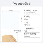 1/8" Thick Clear Acrylic Sheet 16" x 16" - Image 6