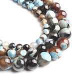 45pcs Round Loose Blue&Coffee Fire Agate Beads by Yochus