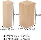 Unfinished Basswood Carving Blocks Kit, 12 Pack Rectangular Wooden Blocks - Image 2