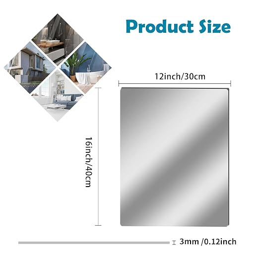 2 Pcs 12 x16 Inch Acrylic Mirror Sheet, 1/8 Inch Thick Opaque Glossy Mirror - Image 2