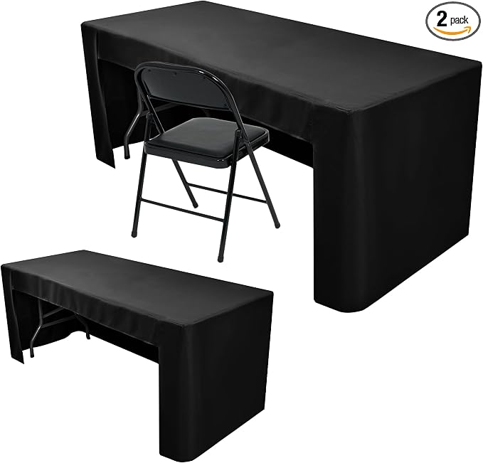 Nasitos 2 Pack Black Tablecloth 6 Foot-Open Back Fitted Tablecloth Rectangle by Nasitoshomedecor
