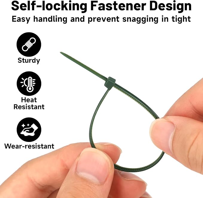 Green Zip Ties Assorted Sizes 400 Pack 4/6/8/12 Inch Cable Ties Plastic Wire - Image 2