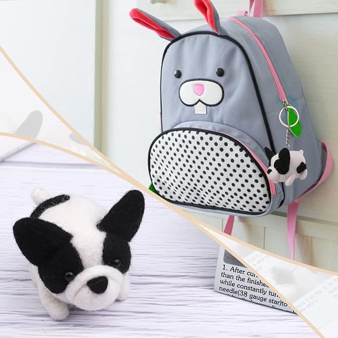 QMNNMA Needle Felting Kit for Beginners, French Bulldog Wool Felting Kit | - Image 6