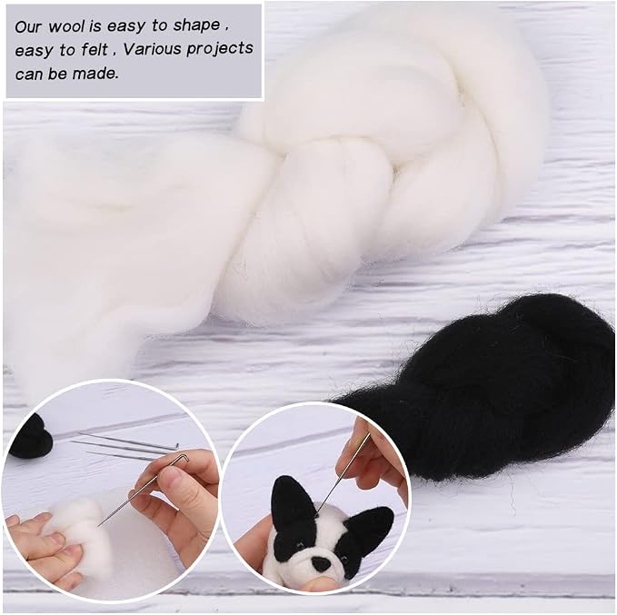 QMNNMA Needle Felting Kit for Beginners, French Bulldog Wool Felting Kit | - Image 5