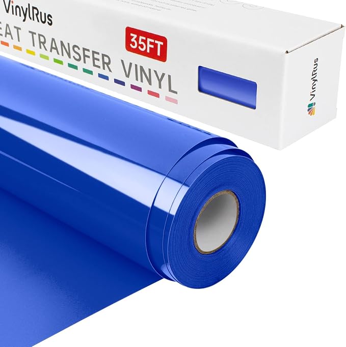 VinylRus Heat Transfer Vinyl-12” x 35FT Royal Blue Iron on Vinyl Roll by VinylRus