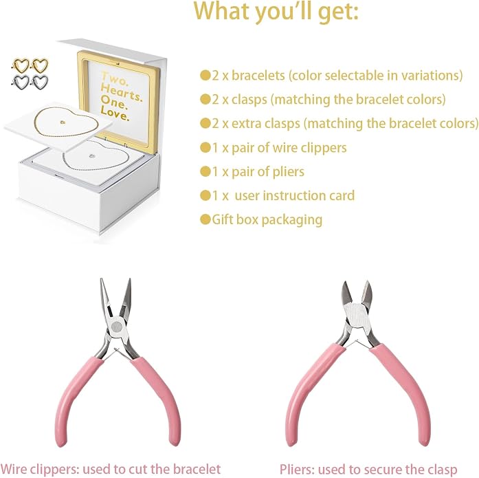 Permanent Couples Bracelet Kit – Locking Heart Clasp DIY Bracelet Set - Image 6